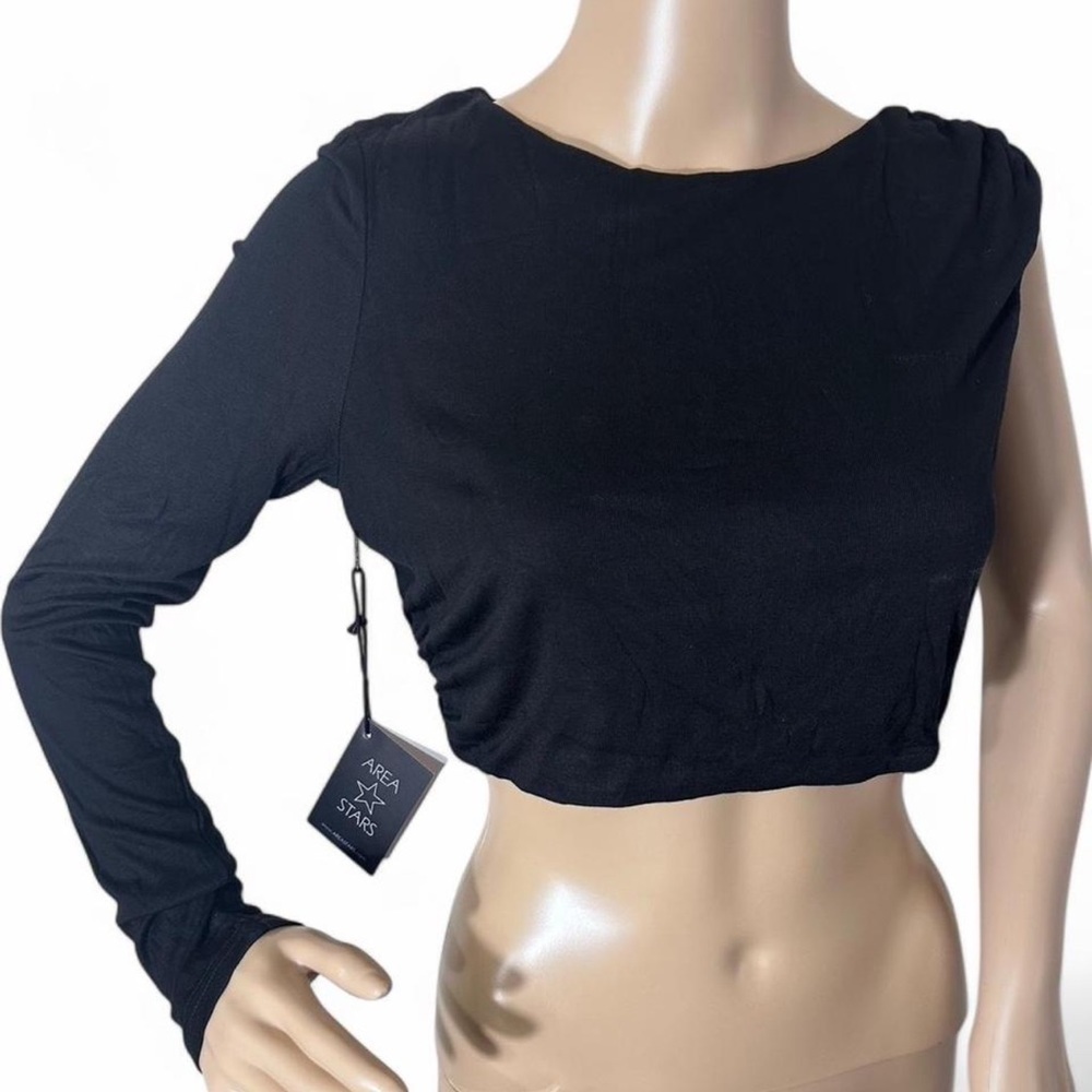 Area stars One sleeve Black Jacqui Crop top size L NWT - Picture 4 of 8